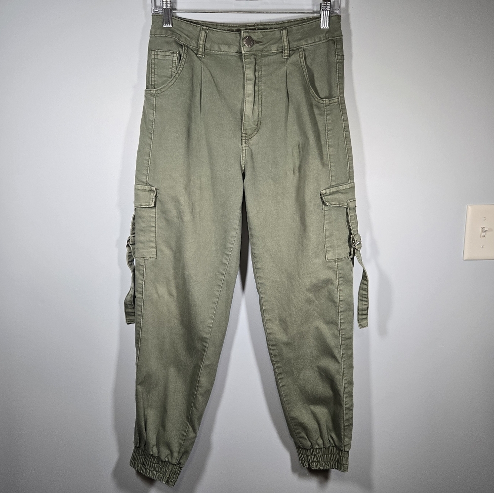 VIP Jeans Green‎ Pleated Cargo Jogger Pants Women’s Size 9/10 Utility Style